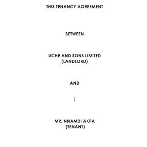 Tenancy Agreement for sub-lease