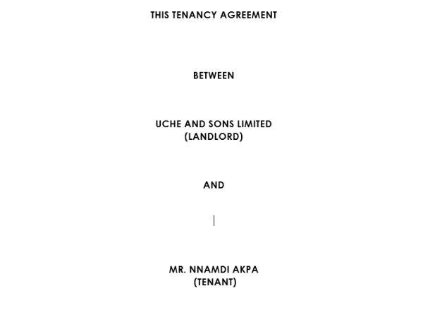 Tenancy Agreement for sub-lease